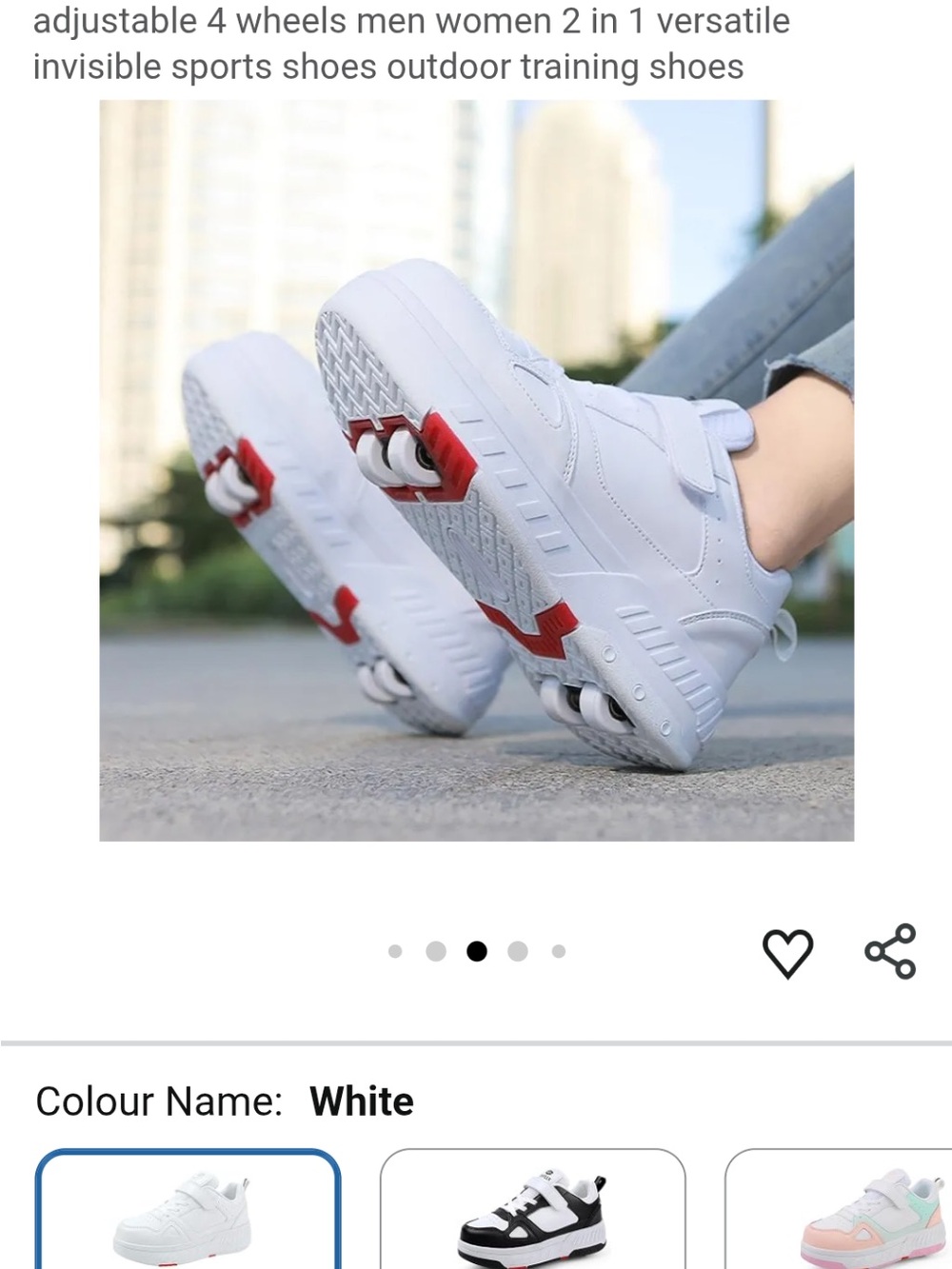 Phteer White Shoes with Wheels